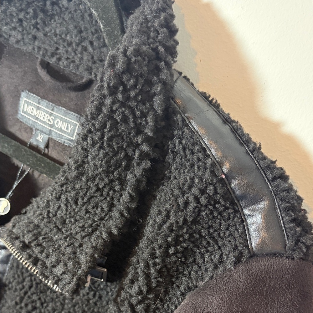 Members Only Women’s Black Moto Faux Suede Plush Jacket - NWT - XL - Picture 7 of 16